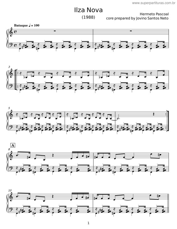 Partitura da música Ilza Nova – Hermeto Pascoal;Santos Neto