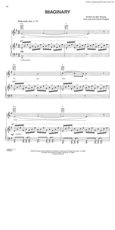 Partitura da música Imaginary v.4