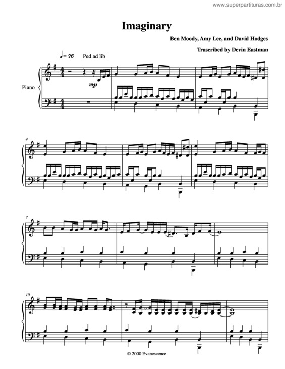 Partitura da música Imaginary v.5