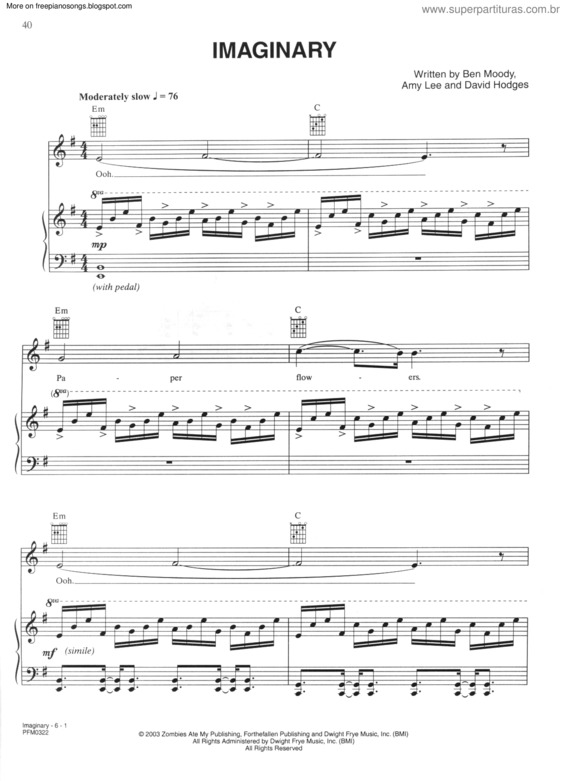 Partitura da música Imaginary v.8