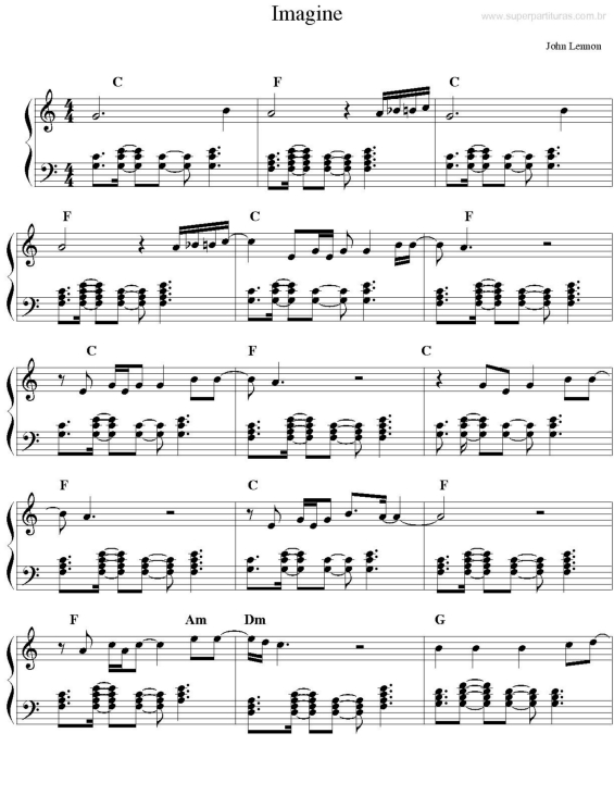 Partitura da música Imagine v.4