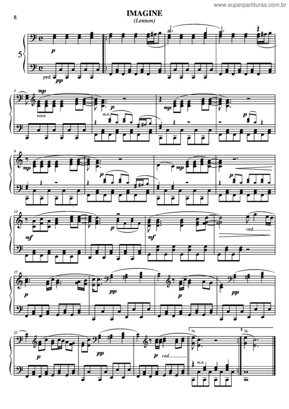 Partitura da música Imagine v.8