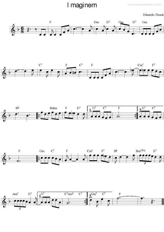 Partitura da música Imaginem