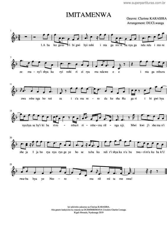 Partitura da música Imitamenwa