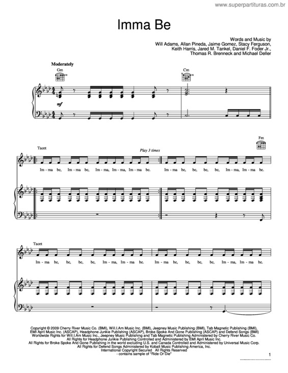 Partitura da música Imma Be