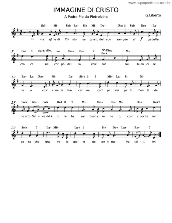 Partitura da música Immagine Di Cristo – Giuseppe Liberto