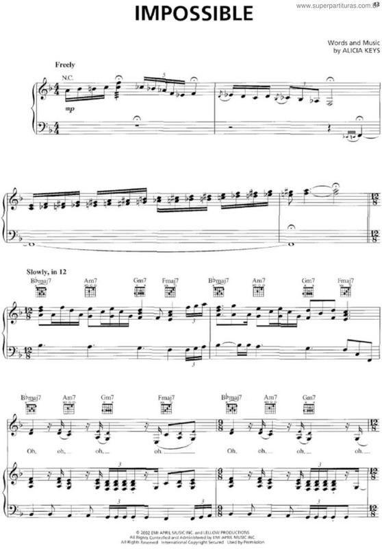 Partitura da música Impossible