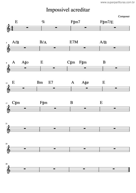 Partitura da música Impossivel Acreditar