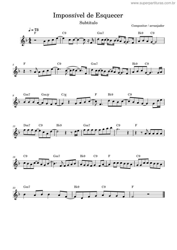 Partitura da música Impossível De Esquecer – Fernanda Brum v.2