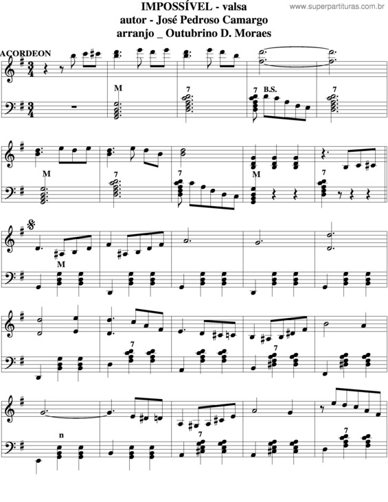 Partitura da música Impossível v.2