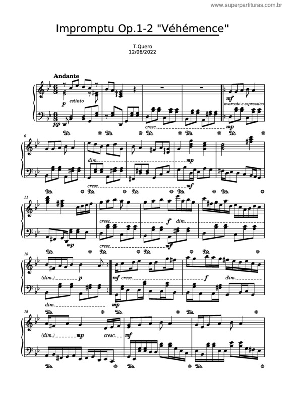 Partitura da música Impromptu Op.1–2 ``Véhémence``