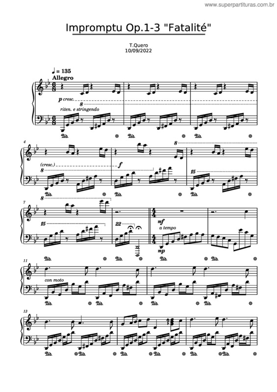 Partitura da música Impromptu Op.1–3 ``Fatalité``