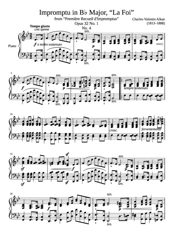 Partitura da música Impromptu Opus 32 No. 1 No. 4 In B Major La Foi