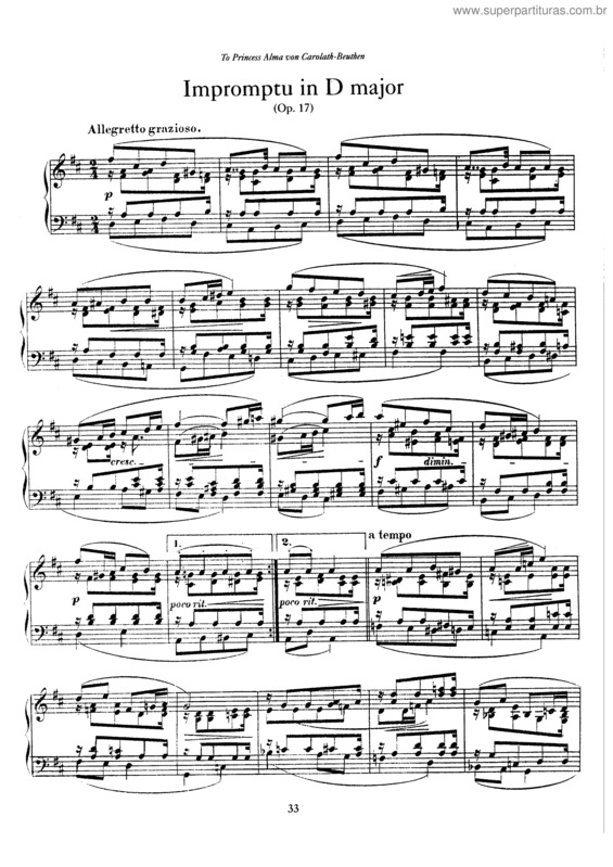 Partitura da música Impromptu