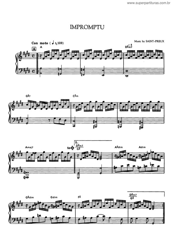 Partitura da música Impromtu