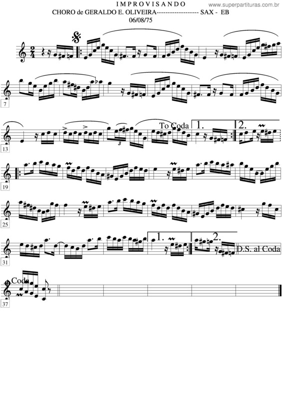 Partitura da música Improvisando v.2