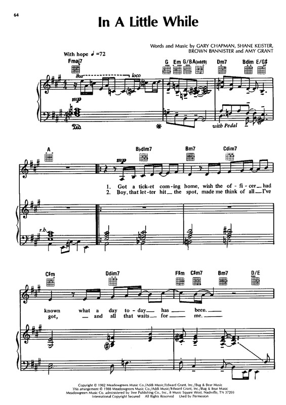 Partitura da música In A Little While v.2