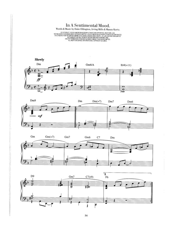 Partitura da música In A Sentimental Mood v.3