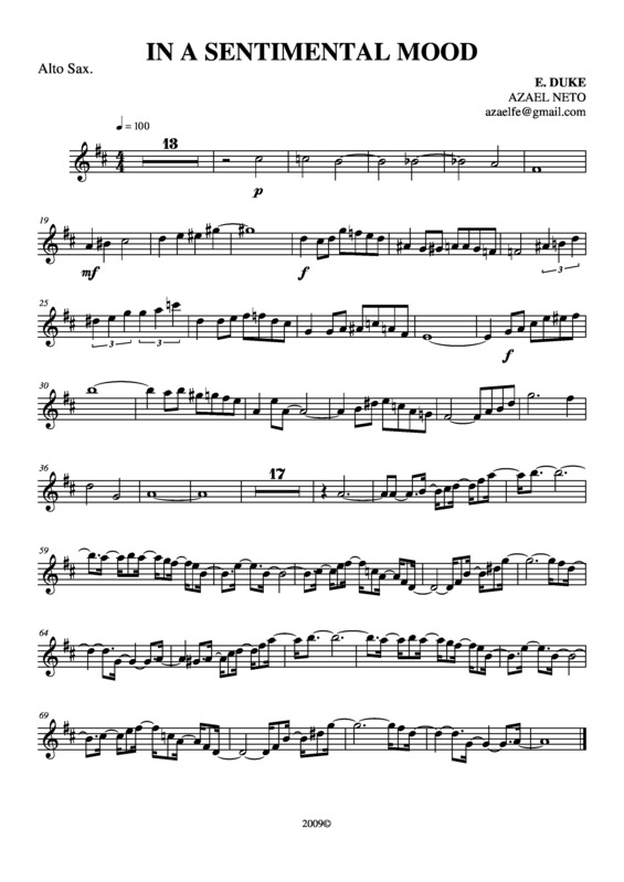 Partitura da música In a Sentimental Mood v.6