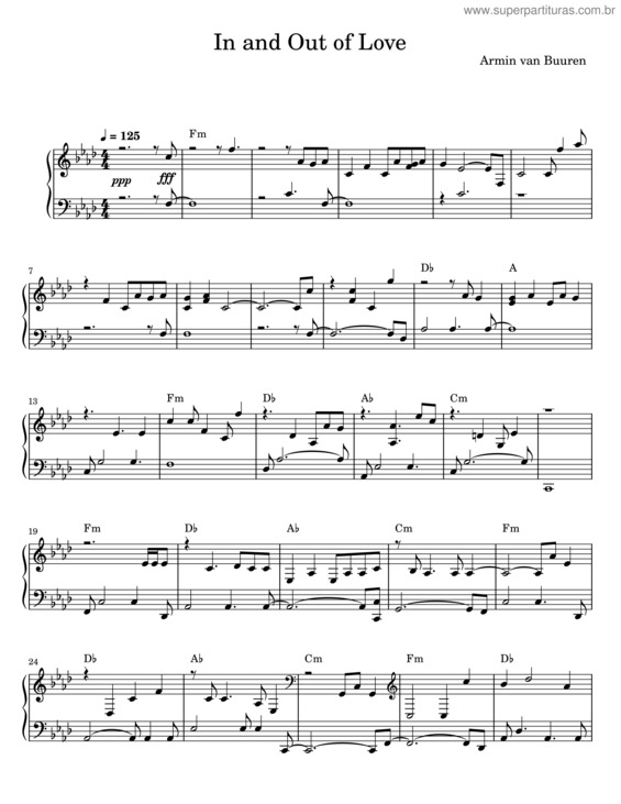 Partitura da música In And Out Of Love – Armin Van Buuren v.3
