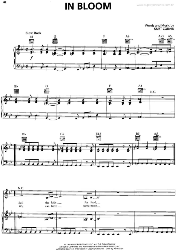 Partitura da música In Bloom