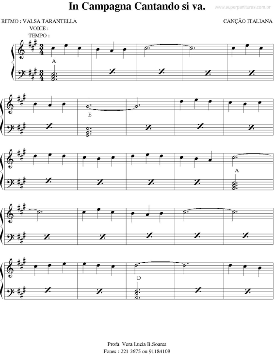 Partitura da música In Campagna Cantando si va (Folclore Italiano)