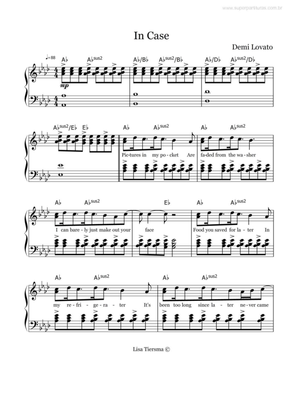 Partitura da música In Case