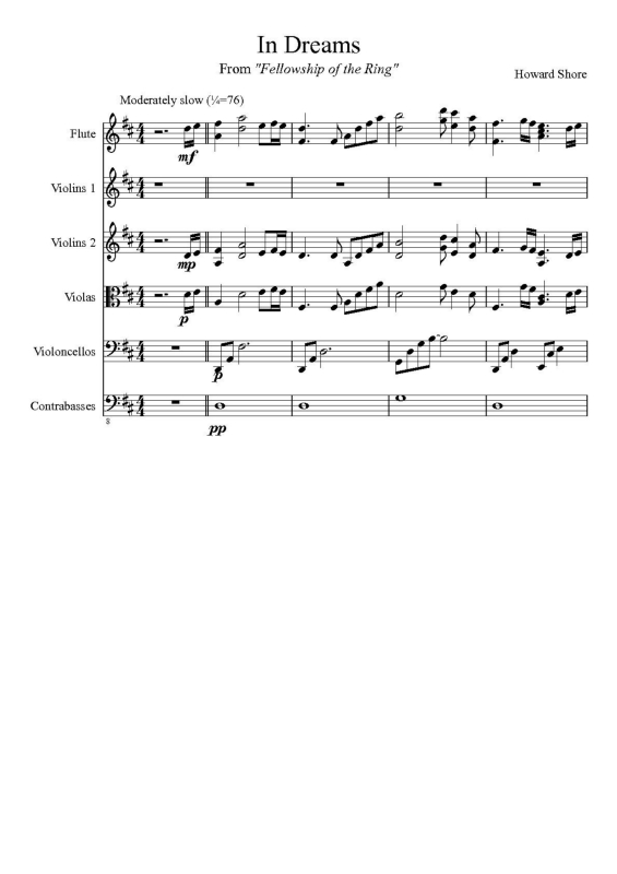 Partitura da música In Dreams