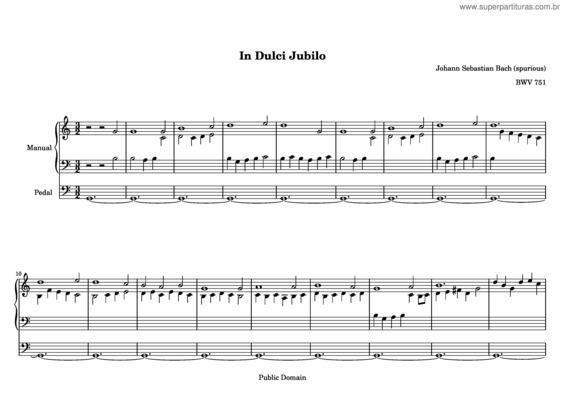 Partitura da música In Dulci Jubilo