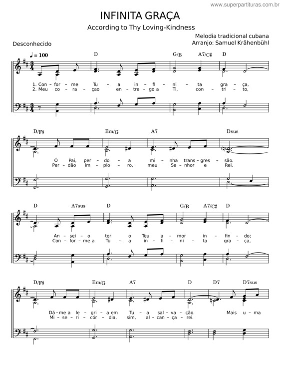 Partitura da música In Finita Graça