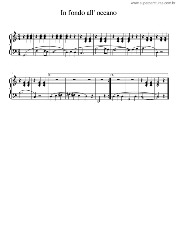 Partitura da música In Fondo All` Oceano
