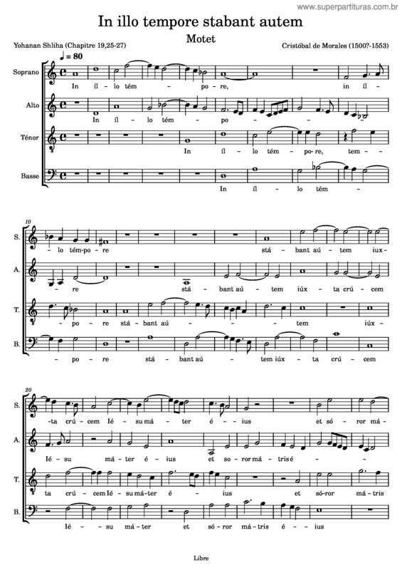 Partitura da música In Illo Tempore Stabant — Cristóbal De Morales