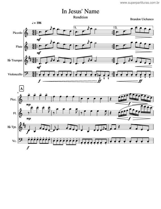 Partitura da música In Jesus` Name