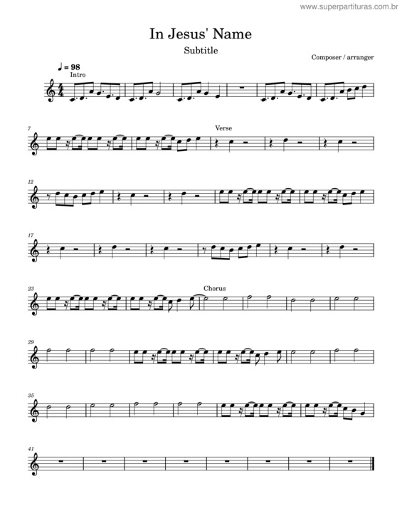 Partitura da música In Jesus Name – Israel & New Breed In Jesus` Name