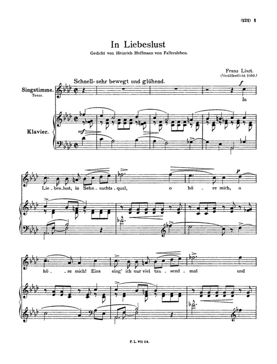Partitura da música In Liebeslust S.318