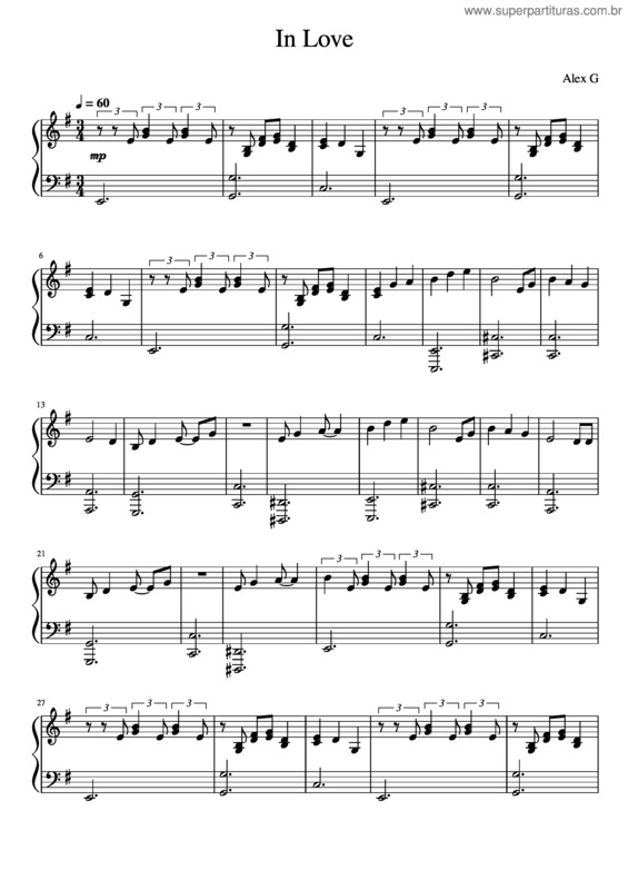Partitura da música In Love – Alex G In Love