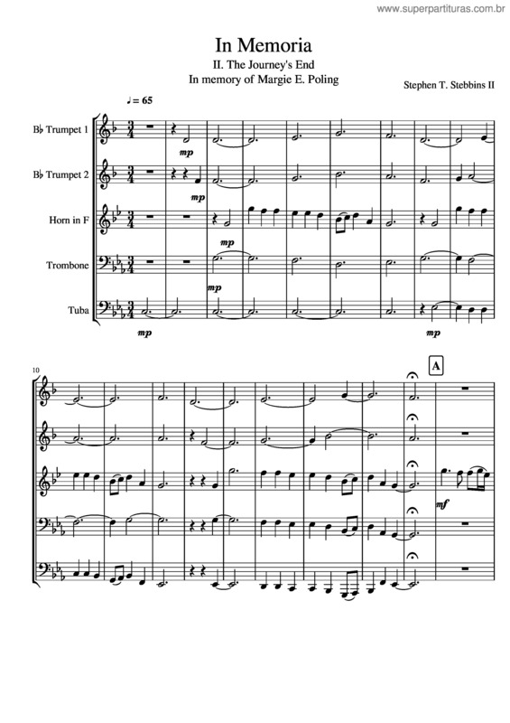Partitura da música In Memoria
