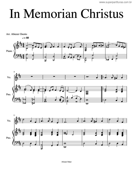 Partitura da música In Memorian Christus