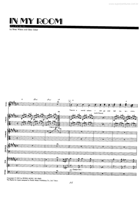 Partitura da música In My Room