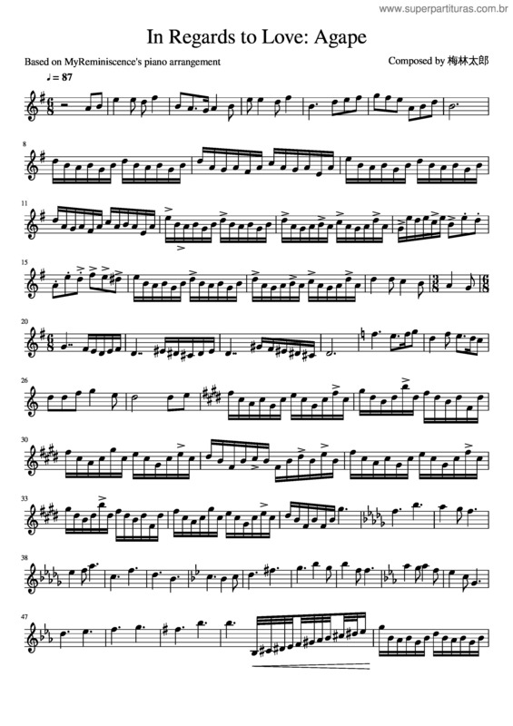 Partitura da música In Regards To Love: Agape v.2