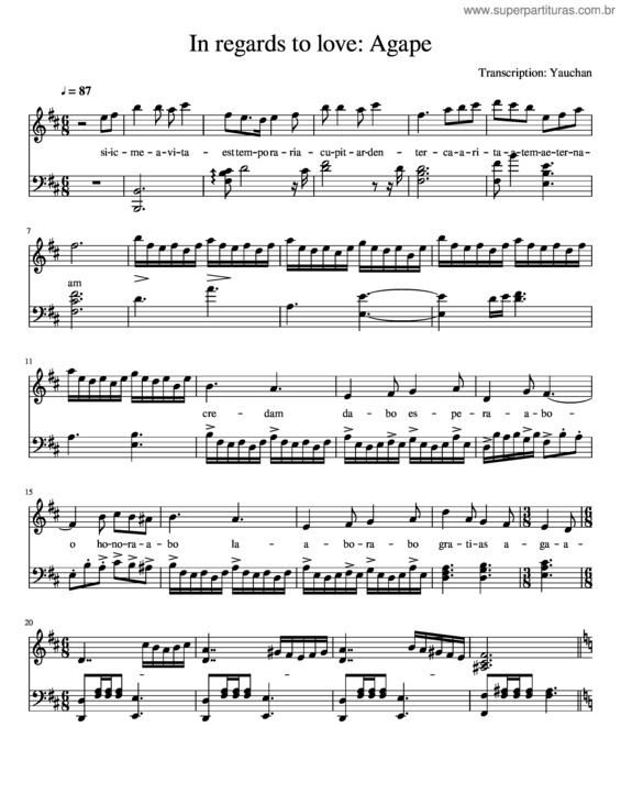 Partitura da música In Regards To Love: Agape