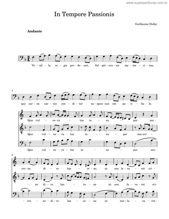 Partitura da música In Tempore Passionis – Guillaume Dufay In Tempore Passionis