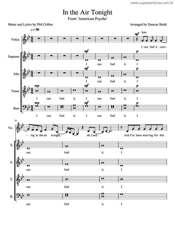 Partitura da música In The Air Tonight v.5