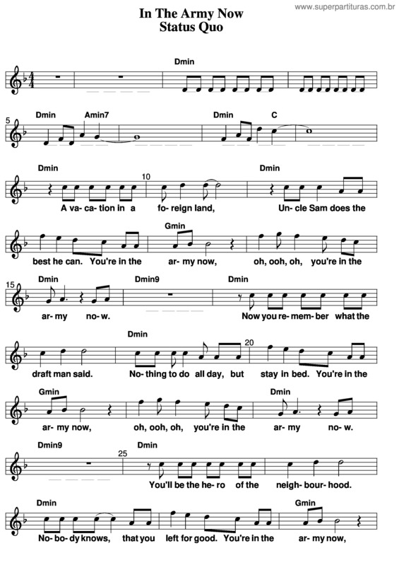 Partitura da música In The Army Now