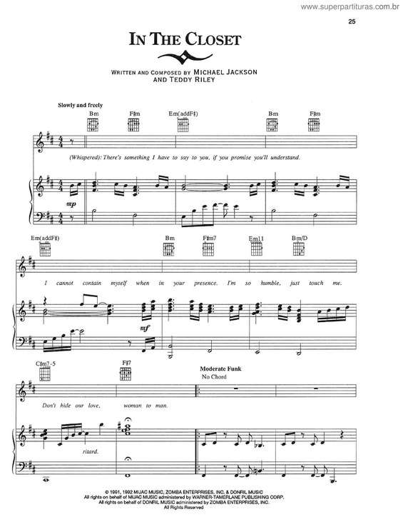 Partitura da música In The Closet