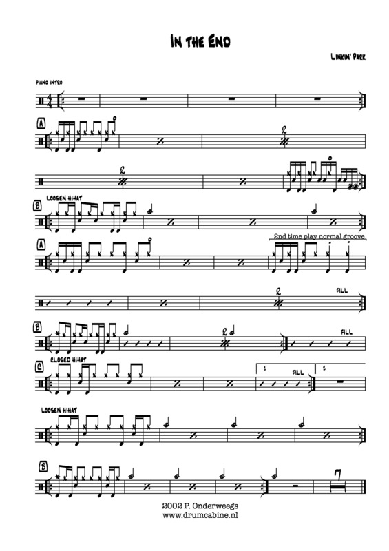 Partitura da música In The End v.3