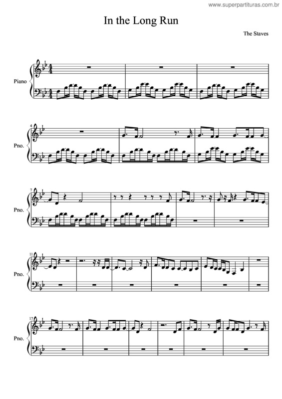 Partitura da música In The Long Run