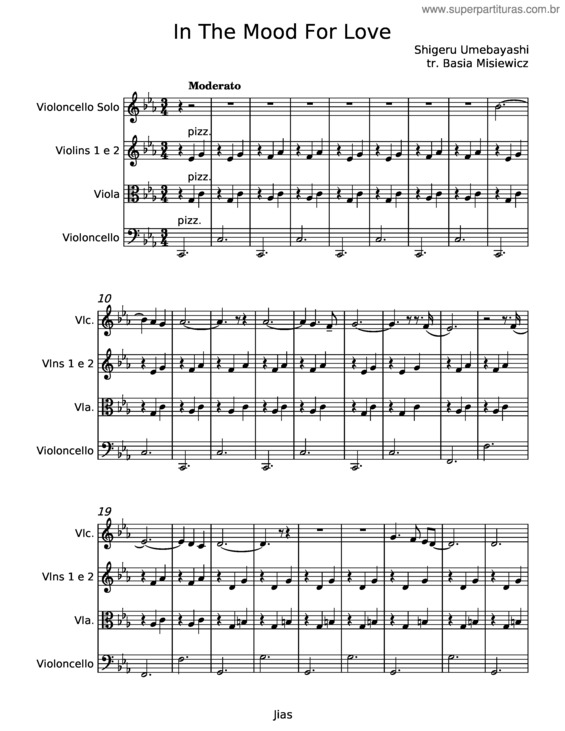 Partitura da música In The Mood For Love – Shigeru Umebayashi