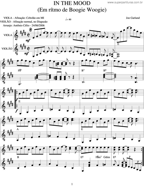 Partitura da música In The Mood v.2