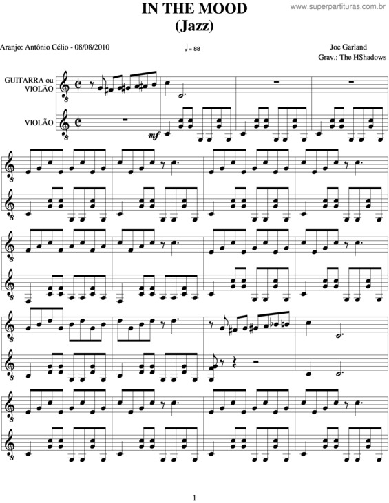 Partitura da música In The Mood v.4